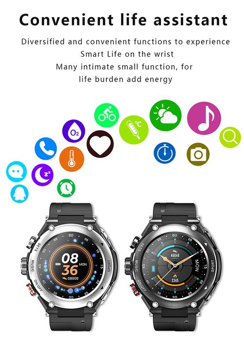 2-in-1 smart music watch player with built-in earphones, heart rate and blood pressure monitoring, exercise detection