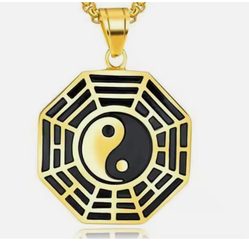 Yin Yang Ba Gua eight trigrams amulet pendant men stainless steel lucky charm necklace