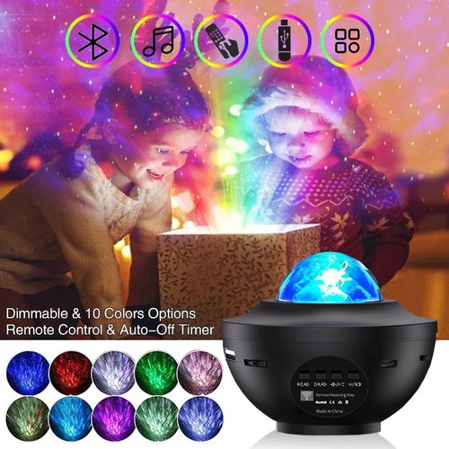 Dynamic Water Wave Effect Bluetooth louder speaker relaxing Music Projector Starry Night Light LED Star Projector Lamp