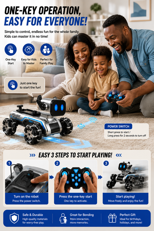 🔥 8-Wheel Stunt Robot Dog – The Ultimate RC Smart Toy for Kids | 360° Stunts, Music, Lights & Gesture Control