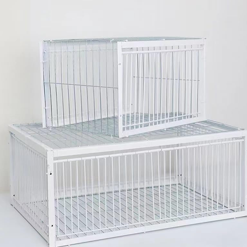 Metal wire pigeon trap cage with automatic trapping door, suitable for birds, chickens, small animals, and pets packaged in a box.