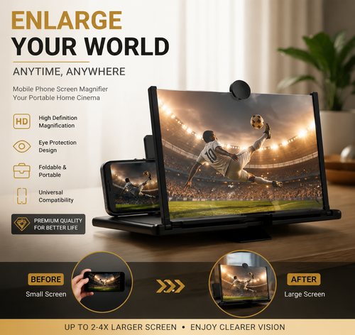 Smartphone Screen Magnifier – Eye-Protecting Video Magnifier, 3D Phone Screen Magnifying Display