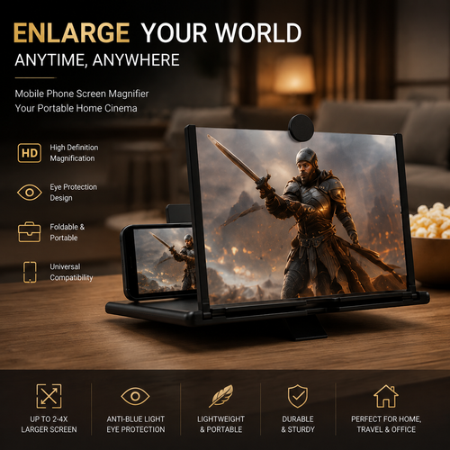 Smartphone Screen Magnifier – Eye-Protecting Video Magnifier, 3D Phone Screen Magnifying Display