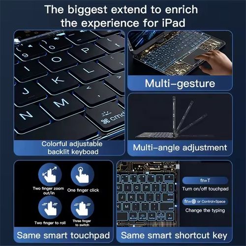 360-degree rotating metal trackpad with backlight for 11-inch iPad Pro Magic Keyboard - Punk style