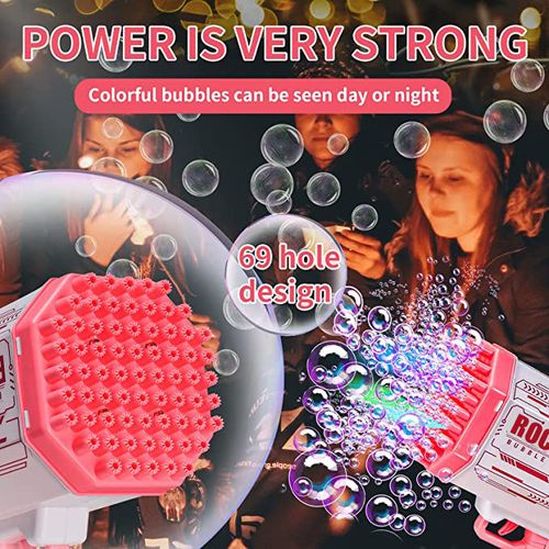 Bubble Gun Rocket 40 Holes Soap Bubble Machine Gun Shape Automatic Bubble Blower with Light Children's Toy Children's Gift