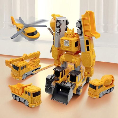 35-piece Magnetic Transforming Engineering Vehicle Assembly Toy, DIY Deformable Construction Vehicles with Storage Box