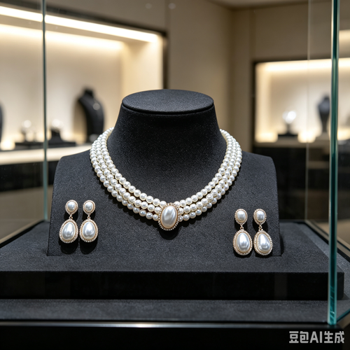 A pair of fashionable earrings and an exquisite vintage necklace