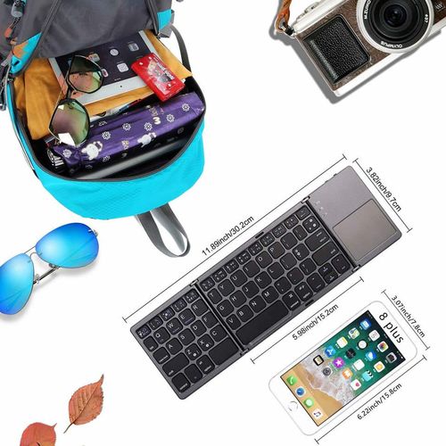 portable mini wireless bluetooth foldable keyboard with touchpad