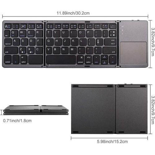 portable mini wireless bluetooth foldable keyboard with touchpad