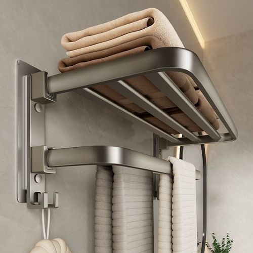 Bathroom Accessory Metal black Aluminum Towel bar Set Bathroom Hardware Pendant Wall Mounted Traceless Sticker Towel Rack