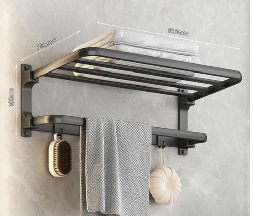 Bathroom Accessory Metal black Aluminum Towel bar Set Bathroom Hardware Pendant Wall Mounted Traceless Sticker Towel Rack