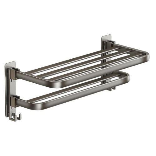 Bathroom Accessory Metal black Aluminum Towel bar Set Bathroom Hardware Pendant Wall Mounted Traceless Sticker Towel Rack