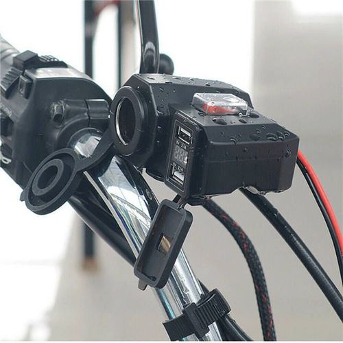 Motorcycle mobile phone charger voltmeter waterproof cigarette lighter holder + dual USB 4.2A universal modification accessories