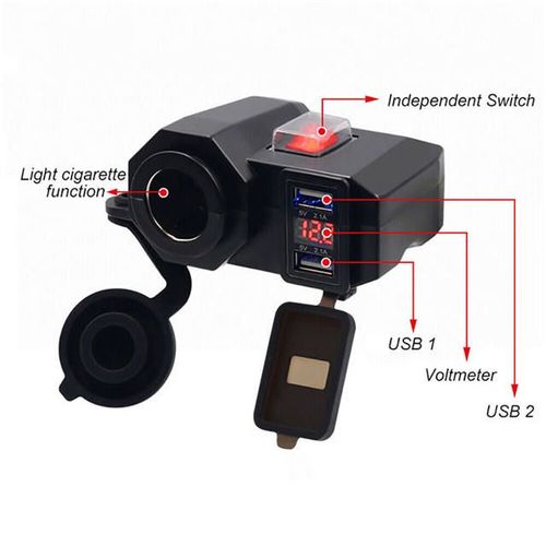 Motorcycle mobile phone charger voltmeter waterproof cigarette lighter holder + dual USB 4.2A universal modification accessories