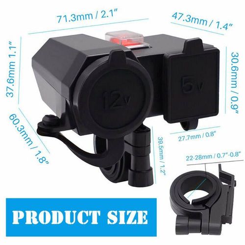 Motorcycle mobile phone charger voltmeter waterproof cigarette lighter holder + dual USB 4.2A universal modification accessories