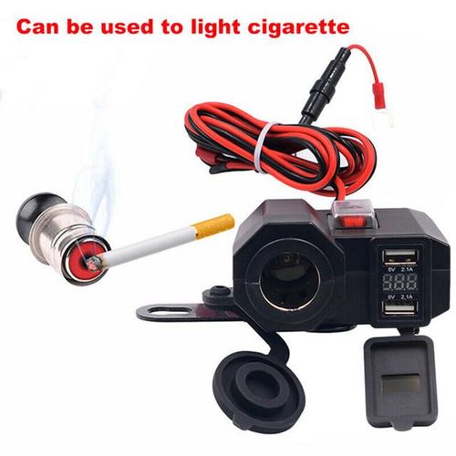 Motorcycle mobile phone charger voltmeter waterproof cigarette lighter holder + dual USB 4.2A universal modification accessories