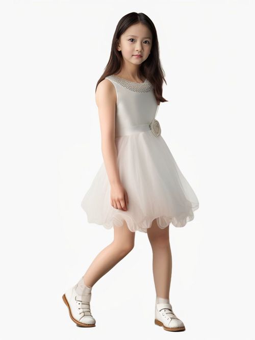 Lito Girl's Blossom Poly Silk Bodice & Tulle Skirt Flower Girl Dress