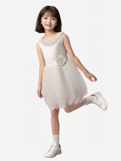 Lito Girl's Blossom Poly Silk Bodice & Tulle Skirt Flower Girl Dress