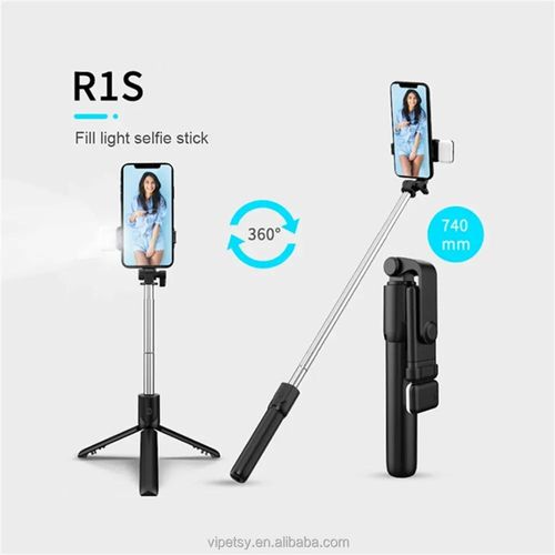 R1 mobile phone Bluetooth selfie stick integrated fill light live tripod portable telescopic universal selfie artifact