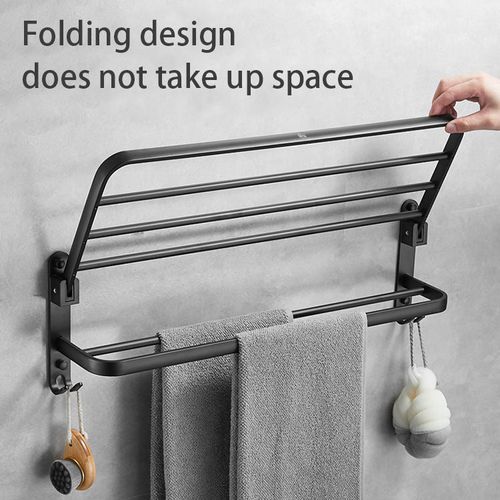 Bathroom Accessory Metal black Aluminum Towel bar Set Bathroom Hardware Pendant Wall Mounted Traceless Sticker Towel Rack