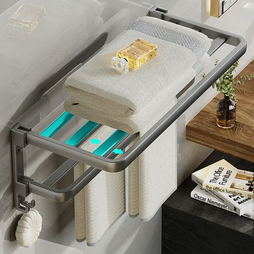 Bathroom Accessory Metal black Aluminum Towel bar Set Bathroom Hardware Pendant Wall Mounted Traceless Sticker Towel Rack