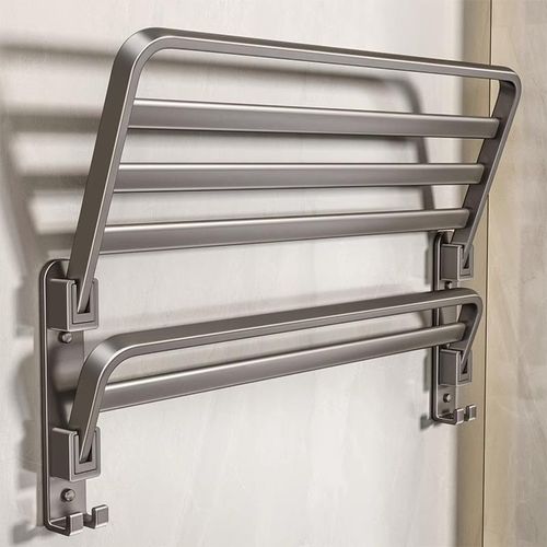 Bathroom Accessory Metal black Aluminum Towel bar Set Bathroom Hardware Pendant Wall Mounted Traceless Sticker Towel Rack