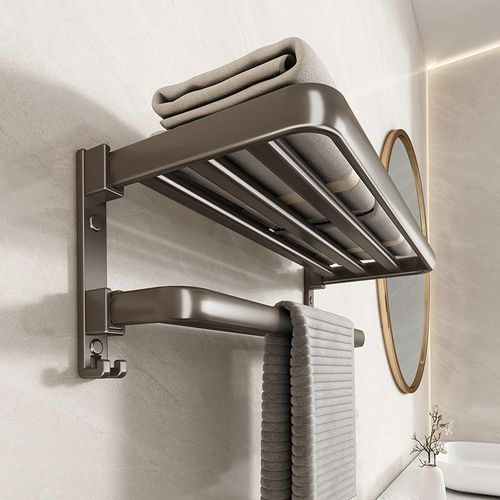 Bathroom Accessory Metal black Aluminum Towel bar Set Bathroom Hardware Pendant Wall Mounted Traceless Sticker Towel Rack