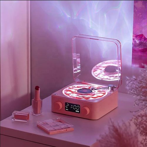 Retro Bluetooth Turntable Speaker with White Noise & Dynamic RGB Lights - Portable Vinyl Record Player for Sleep, Relaxation & On-the-Go Music