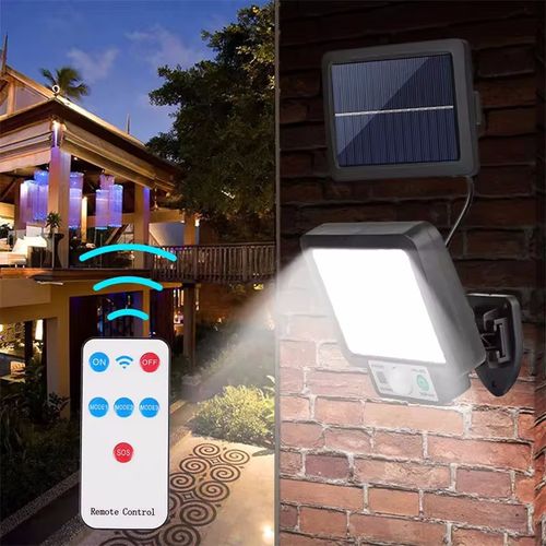 Luz de rua solar, luz de parede com sensor de movimento PIR de energia solar, 3 modos de iluminação Lâmpada de parede 117COB à prova de água, lâmpada de inundação de segurança de jardim ao ar livre para quintal de jardim ao ar livre