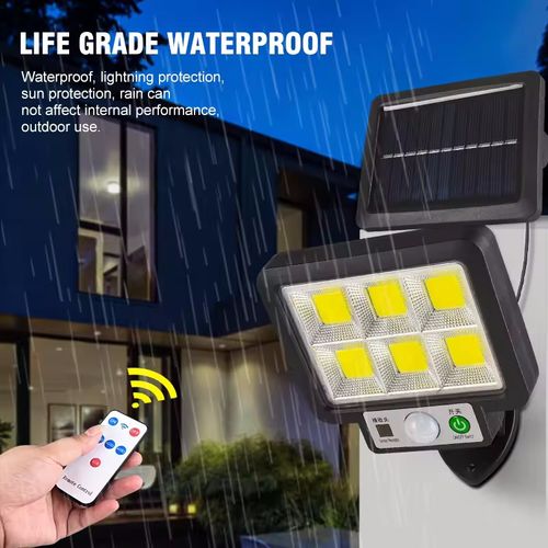 Luz de rua solar, luz de parede com sensor de movimento PIR de energia solar, 3 modos de iluminação Lâmpada de parede 117COB à prova de água, lâmpada de inundação de segurança de jardim ao ar livre para quintal de jardim ao ar livre