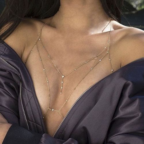 Diamond Pendant Tassel Necklace Chest Chain