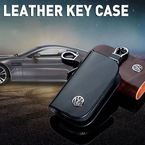 ( Buy One Get One Free） Car Logo Leather Wooden Texture Car Key Case