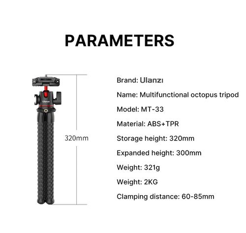 VIJIM Ulanzi MT-33 Flexible Octopus Tripod for Phone Camera DSLR 2in1 Design Tripod With Phone Holder Side Cold Shoe 1/4'' Screw