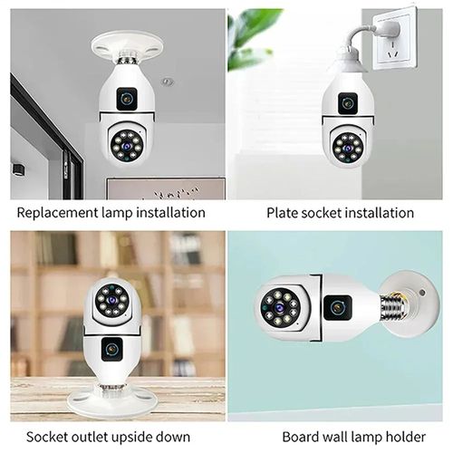 8MP E27 Bulb WIFI Camera 8X Zoom Dual Lens Indoor Surveillance Human Tracking Wireless Two-way Audio Cameras Color Night Vision