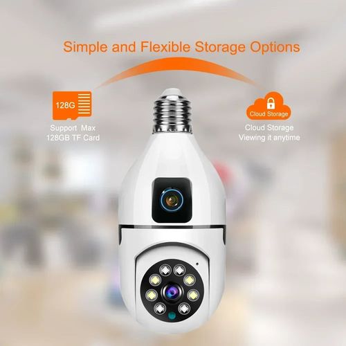8MP E27 Bulb WIFI Camera 8X Zoom Dual Lens Indoor Surveillance Human Tracking Wireless Two-way Audio Cameras Color Night Vision