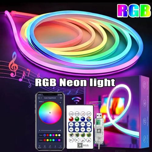 Top DC5V RGBIC LED Strip Lights Neon Rope Light with Music Sync DIY RGB Atmosphere Light Strip Tape for Home Decor 3 Meter
