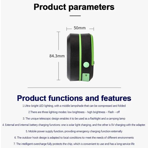 Solar Rechargable Camping Light Foldable Portable Lantern Power Bank Waterproof Flashlight Solar Lamp Camping Outdoor ﻿Lamp