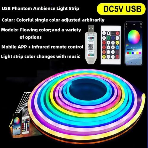 Top DC5V RGBIC LED Strip Lights Neon Rope Light with Music Sync DIY RGB Atmosphere Light Strip Tape for Home Decor 3 Meter