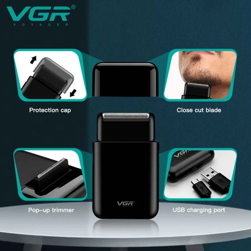 VGR V-390 mini single blade cordless beard trimmer razor rechargeable foil electric face body shaver for men Convenient razor