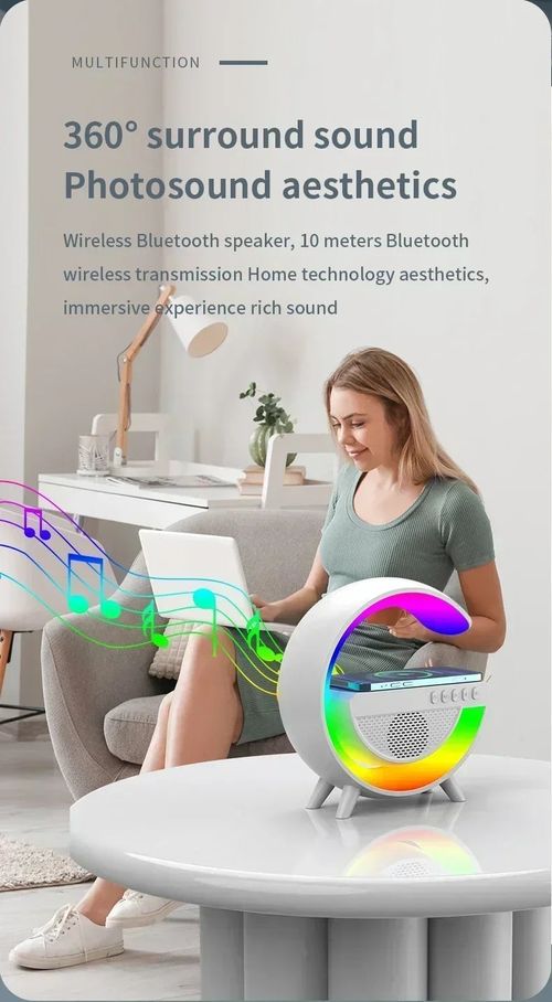 Wireless Speaker Charger Night Light with Alarm Clock Charging Function Atmosphere Lamp LED Table Lamp for Bedroom Home Decor