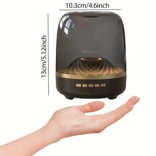 Compact Black Wireless Mini Stereo Speaker with 360° Surround Sound, 7 LED Lighting Effects, USB Type-C Charging, Wireless Conne