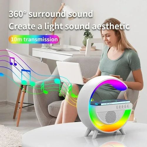 Wireless Speaker Charger Night Light with Alarm Clock Charging Function Atmosphere Lamp LED Table Lamp for Bedroom Home Decor