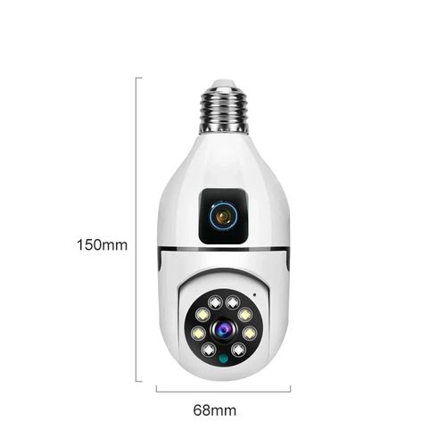 8MP E27 Bulb WIFI Camera 8X Zoom Dual Lens Indoor Surveillance Human Tracking Wireless Two-way Audio Cameras Color Night Vision