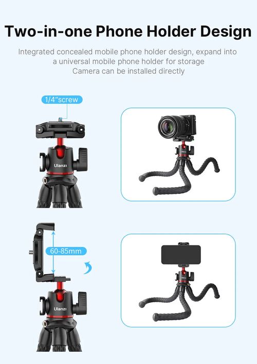 VIJIM Ulanzi MT-33 Flexible Octopus Tripod for Phone Camera DSLR 2in1 Design Tripod With Phone Holder Side Cold Shoe 1/4'' Screw
