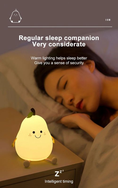 Night Lights for Kids Pear Shaped Cute Silicone Nightlight 7 Colors Dimmable Night Lamp USB Charging for Bedroom Bedside Room