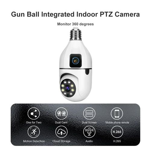 8MP E27 Bulb WIFI Camera 8X Zoom Dual Lens Indoor Surveillance Human Tracking Wireless Two-way Audio Cameras Color Night Vision