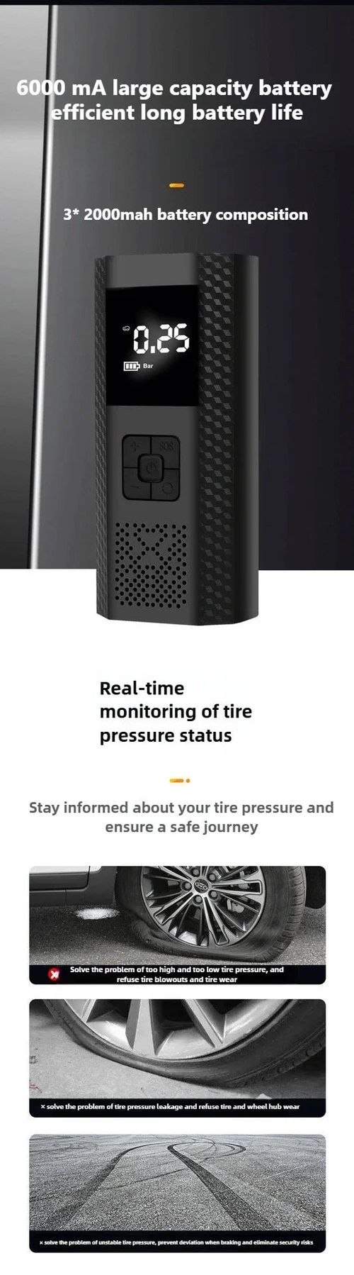 150PSI Car Wireless Inflator Portable Car Auto Inflator Small Sedan Tire Inflator Motorcycle Bicycle Basketball with Storage Bag