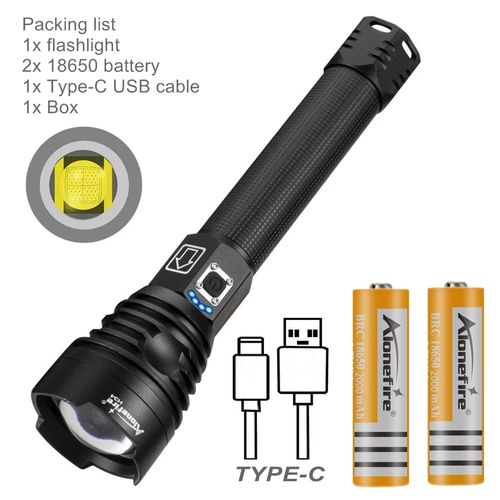 5000Lumen P90 LED Zoom Powerful Flashlight USB Rechargeable High Power Outdoor Patrol Camping Hunting Hiking Strong light Torch