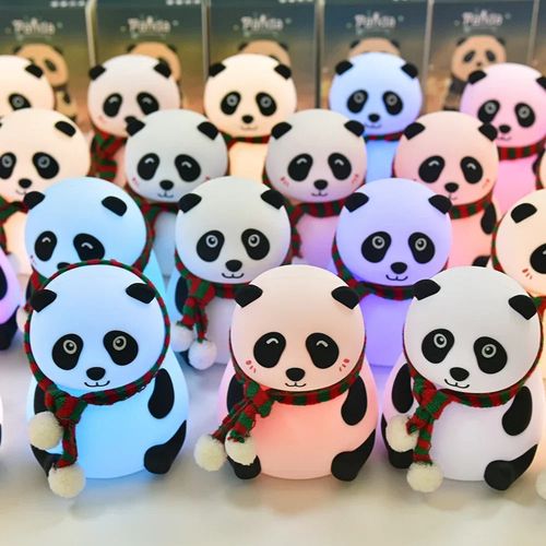 Baby Night Light Timing USB Rechargeable Panda Nursery Sleeping Lamp Portable Beside Touch Lamp for Room Decoration