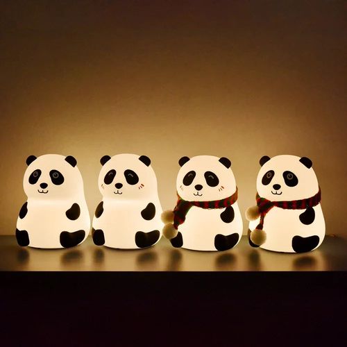 Baby Night Light Timing USB Rechargeable Panda Nursery Sleeping Lamp Portable Beside Touch Lamp for Room Decoration